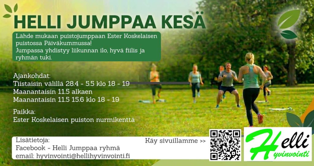 Maksuton puistojumppa Vantaan Päiväkummussa | Helli Jumppaa