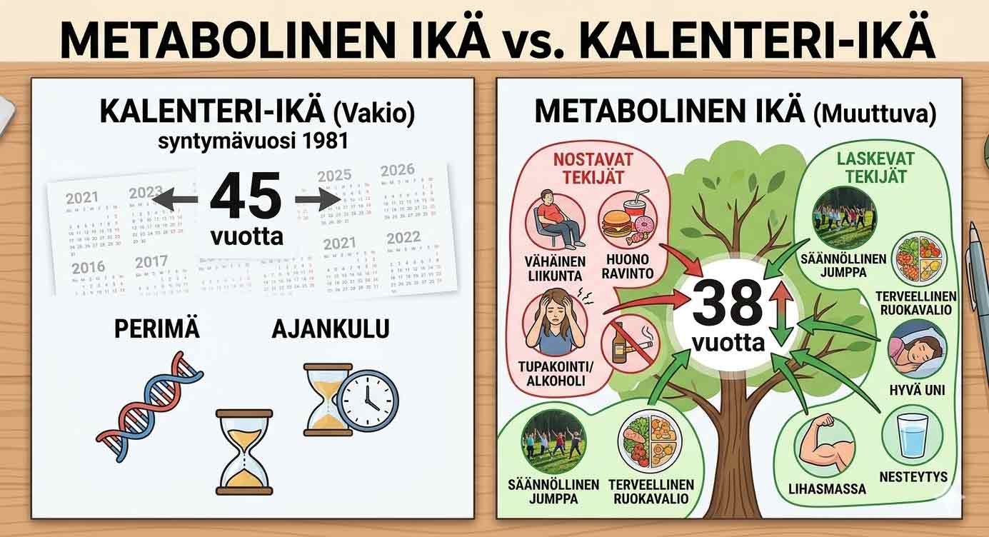 Read more about the article Metabolinen ikä ja kehonkoostumusmittaus – Mitä kehon biologinen ikä kertoo terveydestäsi?